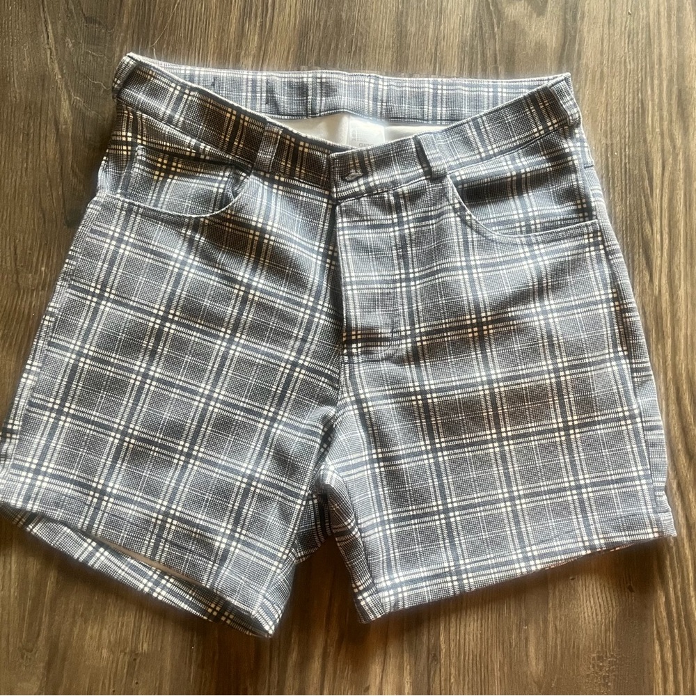 Plaid Blue Men's Shorts size L fits like 32 - Picture 4 of 4